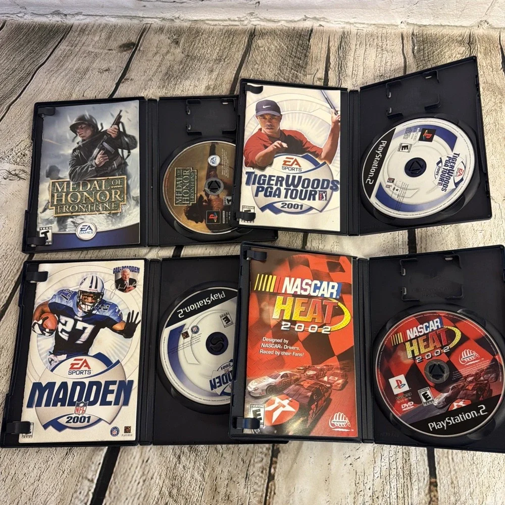 Lot of 4 Playstation 2 Games ~Nascar, Medal of Honor, Tiger Woods, Madden